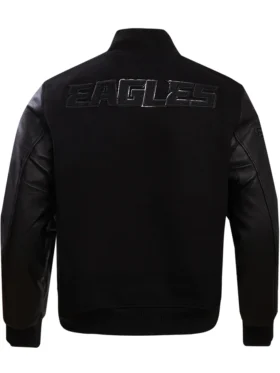 Karen Nfl Philadelphia Eagles Black Wool Varsity Jacket Back