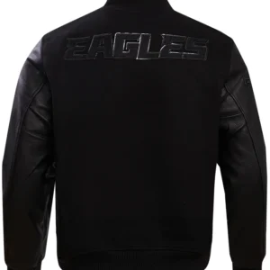 Karen Nfl Philadelphia Eagles Black Wool Varsity Jacket Back