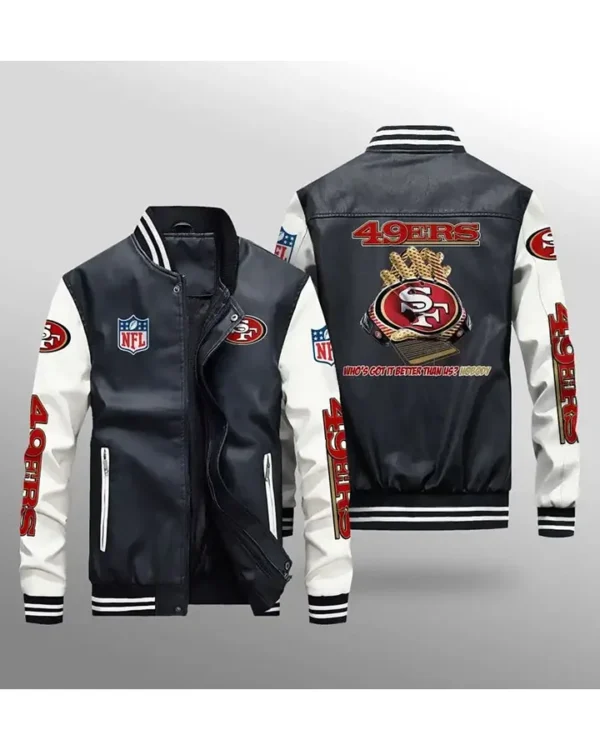 Karin Niners Black And White Leather Varsity Jacket