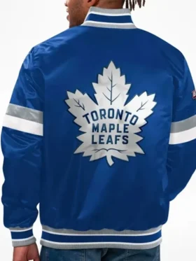 Karine Barton Toronto Maple Leafs Blue Satin Jacket Back