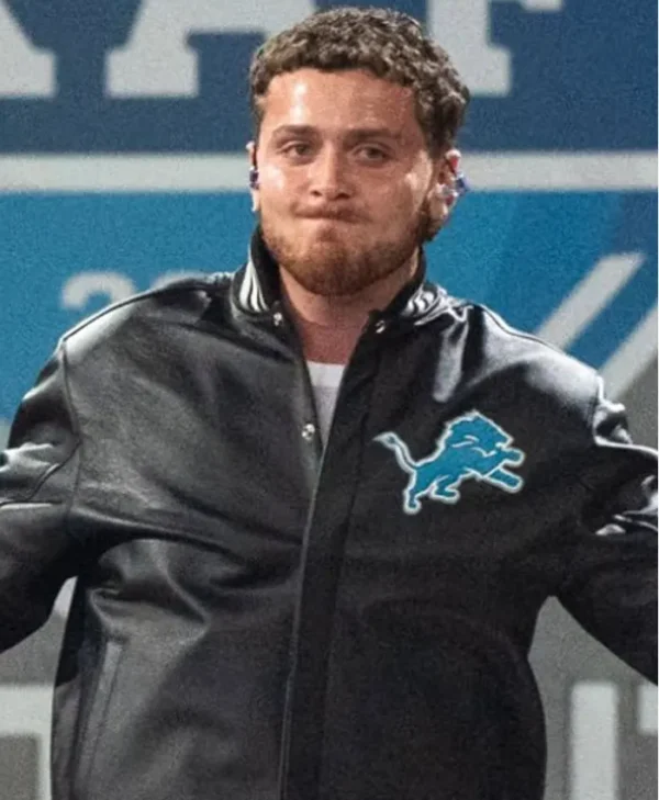Kathleen Detroit Lions Leather Black Bomber Jacket