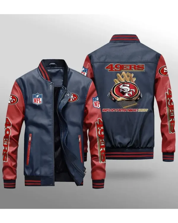 Krueger Niners Blue And Red Leather Jacket