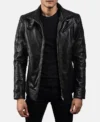 Legacy Black Leather Biker Jacket For Mens Main