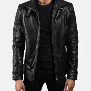 Legacy Black Leather Biker Jacket For Mens Main