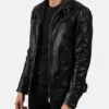 Legacy Black Leather Biker Jacket For Mens Zipper