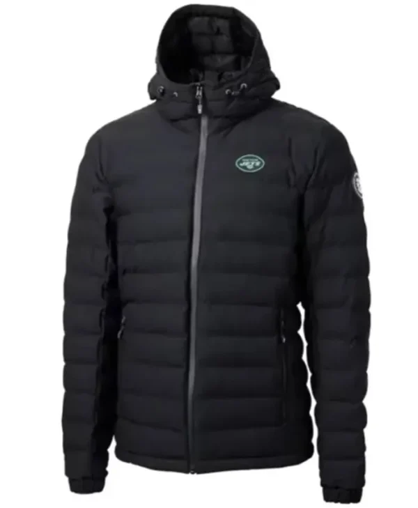 Lenore New York Jets Black Hooded Puffer Jacket