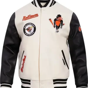MLB Baltimore Orioles White Varsity Jacket