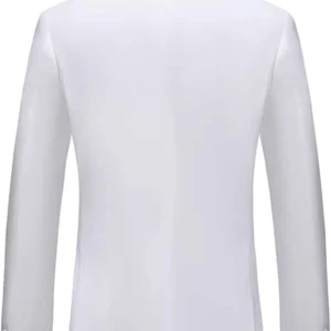 Maddison Mens Double Breasted White Blazer Slim Fit Back