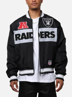 Majestic Raiders Black Satin Varsity Jacket