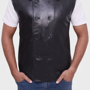 Malachy Mens Spider Man Noir Peter Parker Black Leather Vest