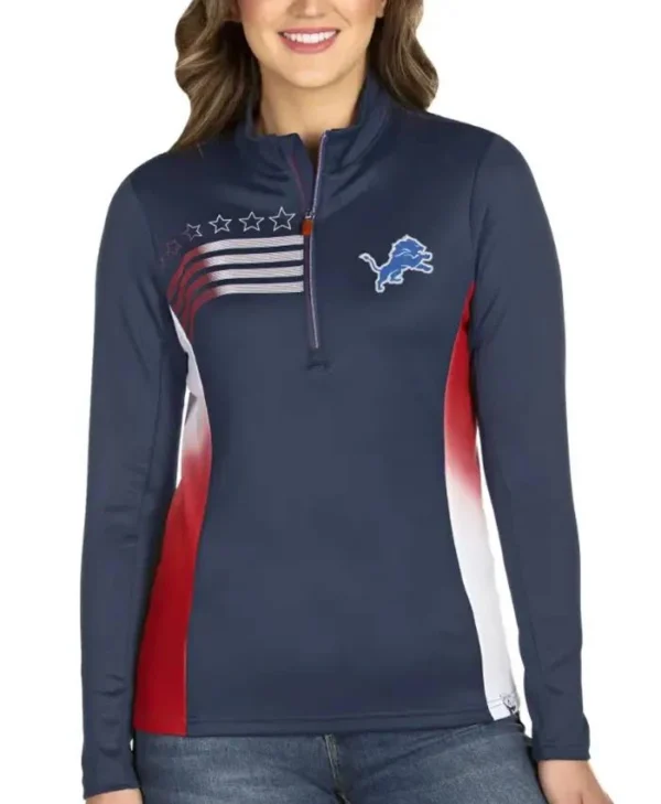 McCullough Detroit Lions Blue Quarter Zip Jacket