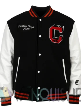Mejia Cooley High Black And Off White Varsity Jacket front