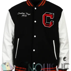Mejia Cooley High Black And Off White Varsity Jacket front