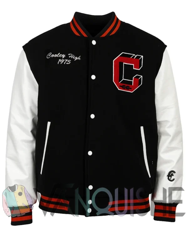Mejia Cooley High Black And Off White Varsity Jacket front