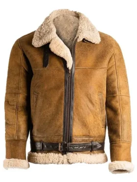 Men Aviator B3 Brown Leather Shearling Jacket