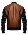 Men Black and Brown Bomber Leather Jacket For Sale