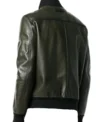 Men Casual Dark Green Leather Jacket For Sale