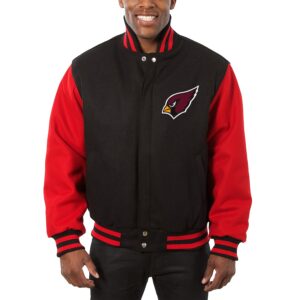 Mens Arizona Cardinals Black and Cardinal letterman Wool Full Snap Jacket