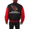 Mens Arizona Cardinals Black and Cardinal letterman Wool Full Snap Jacket Back