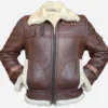 Mens B3 Brown Bomber Jacket With Shearling Collar Main