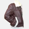 Mens B3 Brown Bomber Jacket With Shearling Collar Side