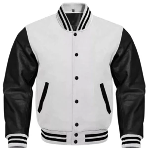 Mens Black and White Varsity Jacket