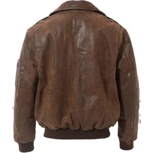 Mens Brown Air Force Flight Bomber Leather Jacket Back