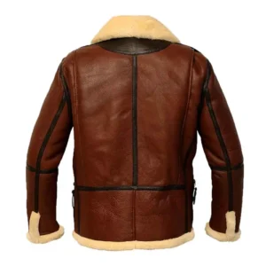 Mens Brown Leather Aviator B3 Bomber Jacket Back