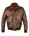 Mens Classic Flying RAF Aviator Brown Leather Jacket Main