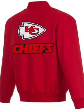 Men’s Red Kansas City Chiefs Poly-Twill Varsity Kc Jacket back