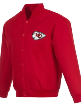 Men’s Red Kansas City Chiefs Poly-Twill Varsity Kc Jacket front