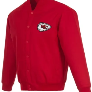 Men’s Red Kansas City Chiefs Poly-Twill Varsity Kc Jacket front