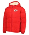 Mens Red Kansas Puffer Parka Hoodie Full Zip Kansas City Chiefs Winter Jacket
