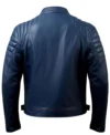 Mens Slim Fit Biker Blue Leather Jacket For Sale