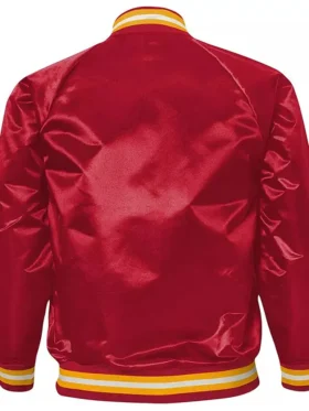 Men's Starter Red Kansas City Printed Team Logo Satin Varsity Full-Snap chiefs Satin jacket back