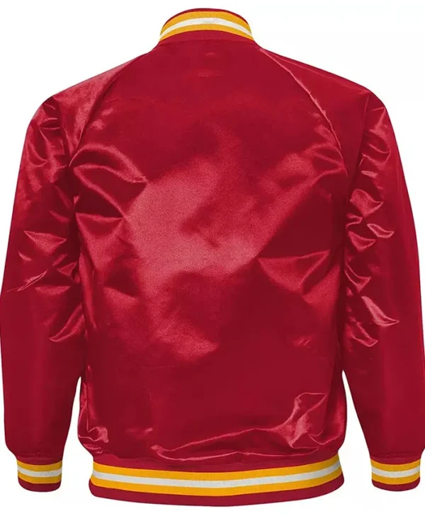 Men's Starter Red Kansas City Printed Team Logo Satin Varsity Full-Snap chiefs Satin jacket back