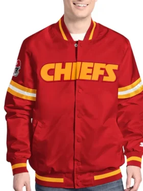Men's Starter Red Kansas City Scout I Full-Snap Varsity Chiefs Jacket front