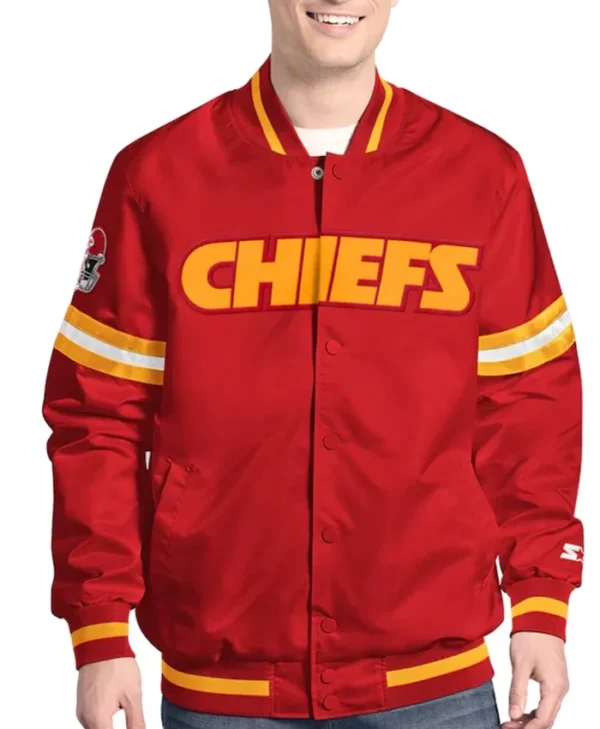 Men's Starter Red Kansas City Scout I Full-Snap Varsity Chiefs Jacket front