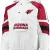 Mens Starter White Cardinal Arizona Thursday Night Lights Half Snap Button Hooded Jacket