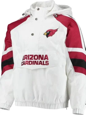 Mens Starter White Cardinal Arizona Thursday Night Lights Half Snap Button Hooded Jacket