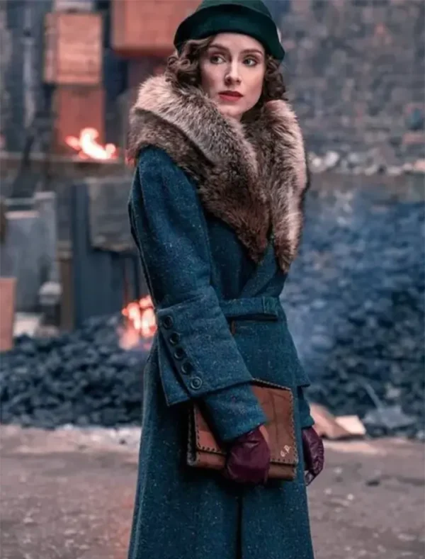 Merritt Peaky Blinders S05 Ada Shelby Fur Collar Trench Coat