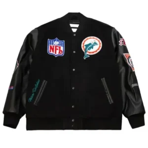 Miami Dolphins Black Out Vintage Varsity Jacket