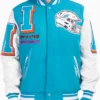 Miami Dolphins Blue And White Wool Varsity Jacket