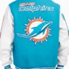 Miami Dolphins Blue And White Wool Varsity Jacket Back