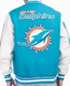 Miami Dolphins Blue And White Wool Varsity Jacket Back