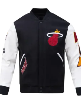 Miami Heat Black And White Wool Varsity Jacket