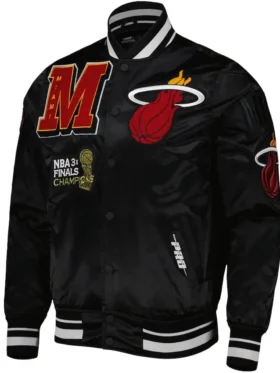 Miami Heat Black Bomber Full Snap Satin Jacket