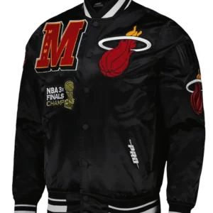 Miami Heat Black Bomber Full Snap Satin Jacket