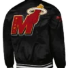 Miami Heat Black Bomber Snap Satin Jacket
