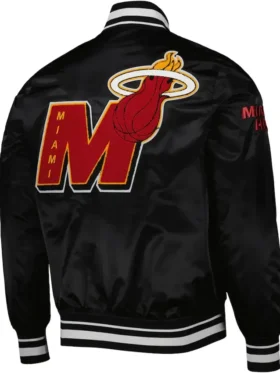 Miami Heat Black Bomber Snap Satin Jacket